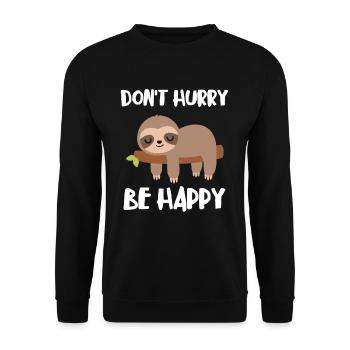 Ne vous dépêchez pas d’être heureux paresseux - Sweat-shirt Unisexe - noir - Devant - Alina (178cm) & Michal (187cm)