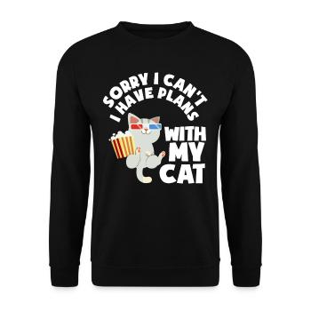 Katze Hobby Freizeit Haustier Geschenk - Unisex Pullover - Schwarz - Vorne - Alina (178cm) & Michal (187cm)