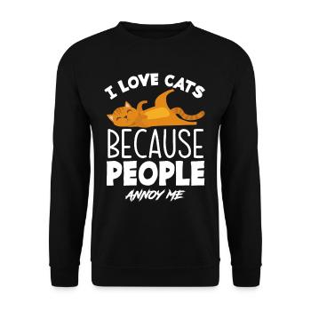 Ich Liebe Katzen - Unisex Pullover - Schwarz - Vorne - Alina (178cm) & Michal (187cm)