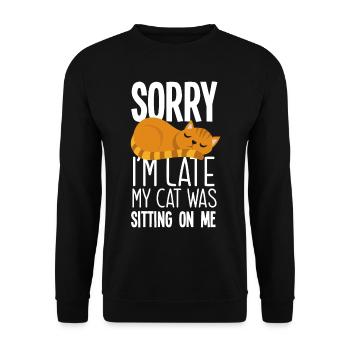Katze Lieblingstier Katzenbesitzer - Unisex Pullover - Schwarz - Vorne - Alina (178cm) & Michal (187cm)