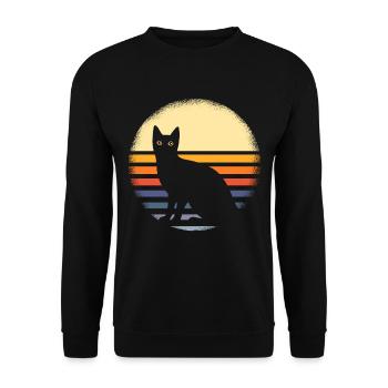Katze - Unisex Pullover - Schwarz - Vorne - Alina (178cm) & Michal (187cm)