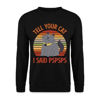 Retro Lustiger Spruch Katze Katzen - Unisex Pullover - Schwarz - Vorne - Alina (178cm) & Michal (187cm)