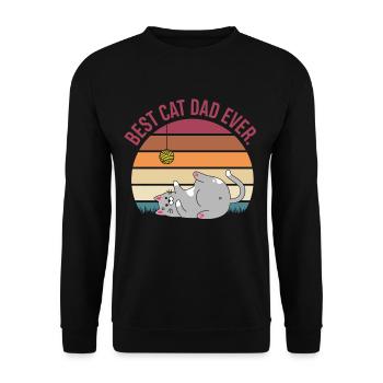 Katzen Papa - Unisex Pullover - Schwarz - Vorne - Alina (178cm) & Michal (187cm)
