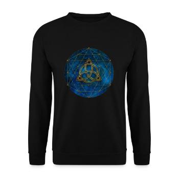 Keltischer Knoten Heilige Geometrie Spirituell - Unisex Pullover - Schwarz - Vorne - Alina (178cm) & Michal (187cm)