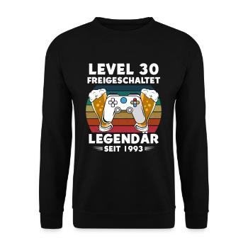 30.Geburtstag Gamer Level 30 freigeschaltet Bier - Unisex Pullover - Schwarz - Vorne - Alina (178cm) & Michal (187cm)