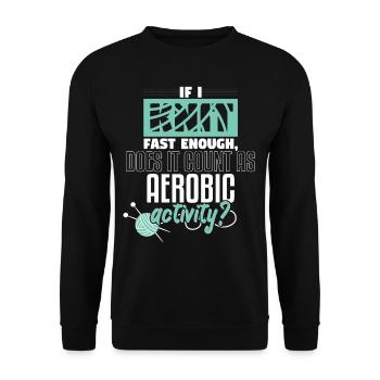 Knit Fast Enough Aerobic Activity Knitting - Unisex Sweatshirt - black - Front - Alina (178cm) & Michal (187cm)