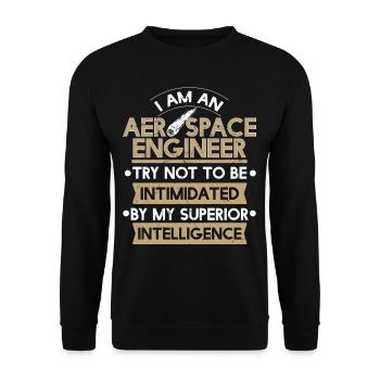 Aerospace Engineer Superior Intelligence - Unisex Sweatshirt - black - Front - Alina (178cm) & Michal (187cm)