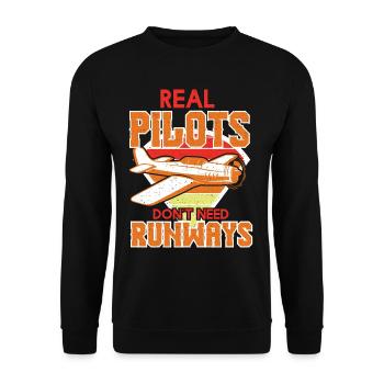 Real Pilots Dont Need Runways - Unisex Sweatshirt - black - Front - Alina (178cm) & Michal (187cm)