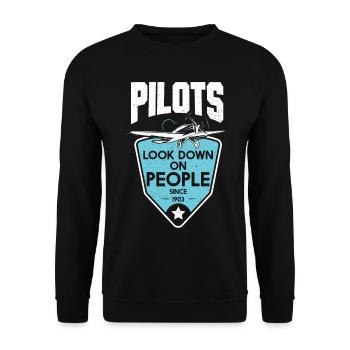 Pilots Look Down On People Since 1903 - Unisex Sweatshirt - black - Front - Alina (178cm) & Michal (187cm)