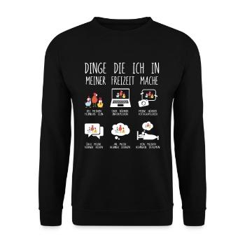 Dinge Die Ich In Meiner Freizeit Mache Hühner - Unisex Pullover - Schwarz - Vorne - Alina (178cm) & Michal (187cm)