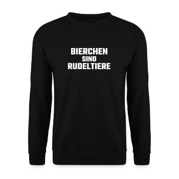 Bier Lustig Bierchen Sind Rudeltiere - Unisex Pullover - Schwarz - Vorne - Alina (178cm) & Michal (187cm)