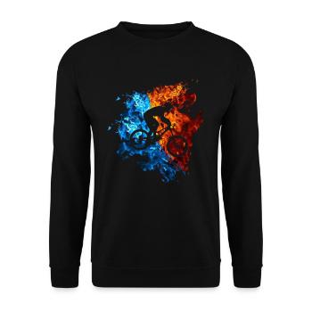 MountaBike Red Blue Fire Mountain Bike Rider - Unisex Sweatshirt - black - Front - Alina (178cm) & Michal (187cm)
