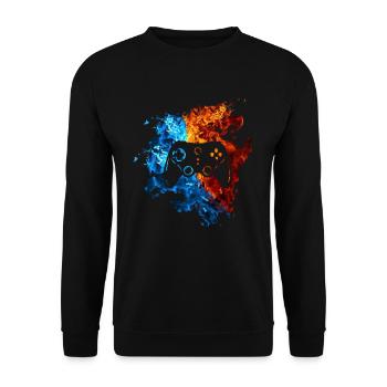 Game Controller Red Blue Fire Play Video Games - Unisex Sweatshirt - black - Front - Alina (178cm) & Michal (187cm)