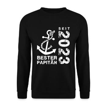 Papitän seit 2023 - Unisex Pullover - Schwarz - Vorne - Alina (178cm) & Michal (187cm)