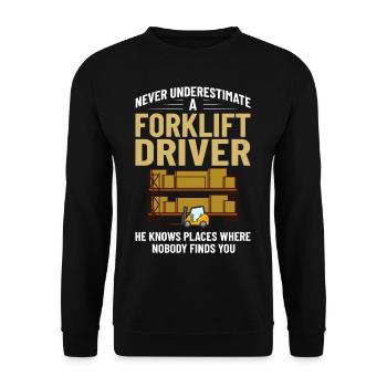 Forklift Driver Forklift Lift Truck - Unisex Sweatshirt - black - Front - Alina (178cm) & Michal (187cm)
