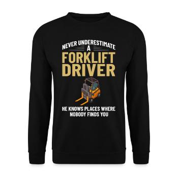 Forklift Driver Forklift Lift Truck - Unisex Sweatshirt - black - Front - Alina (178cm) & Michal (187cm)