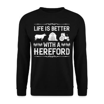 Hereford Vache Bovins Bull Élevage bovin Agriculteur - Sweat-shirt Unisexe - noir - Devant - Alina (178cm) & Michal (187cm)