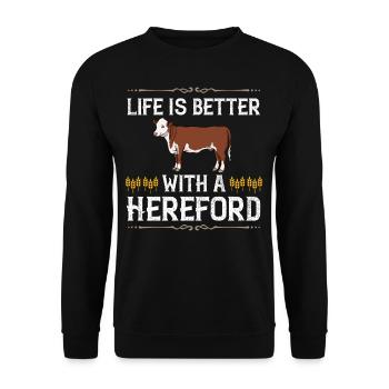 Hereford Vache Bovins Bull Élevage bovin Agriculteur - Sweat-shirt Unisexe - noir - Devant - Alina (178cm) & Michal (187cm)