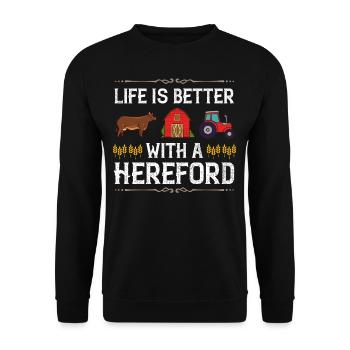 Hereford Vache Bovins Bull Élevage bovin Agriculteur - Sweat-shirt Unisexe - noir - Devant - Alina (178cm) & Michal (187cm)