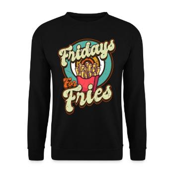 Français Frites Dictons Drôles Vendredis Pour Frites - Sweat-shirt Unisexe - noir - Devant - Alina (178cm) & Michal (187cm)