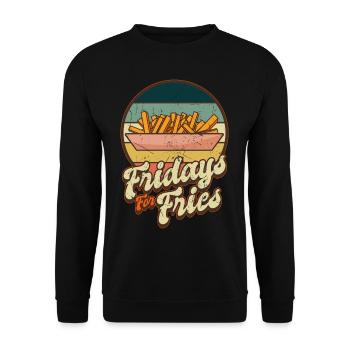 Français Frites Dictons Drôles Vendredis Pour Frites - Sweat-shirt Unisexe - noir - Devant - Alina (178cm) & Michal (187cm)