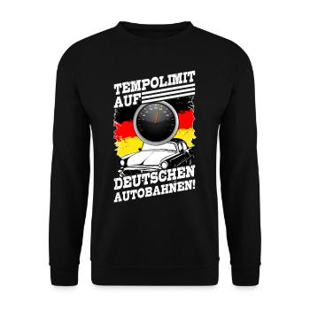 Autobahn Tempolimit Tempolimit Auf Deutschen - Unisex Pullover - Schwarz - Vorne - Alina (178cm) & Michal (187cm)