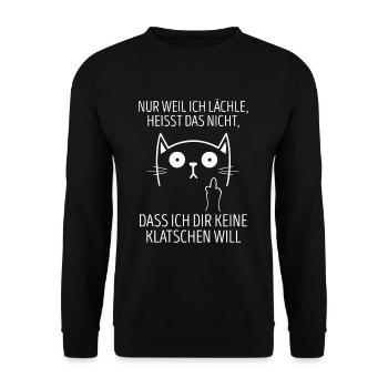 Wenn ich lächle heißt nicht dir keine klatschen - Unisex Pullover - Schwarz - Vorne - Alina (178cm) & Michal (187cm)