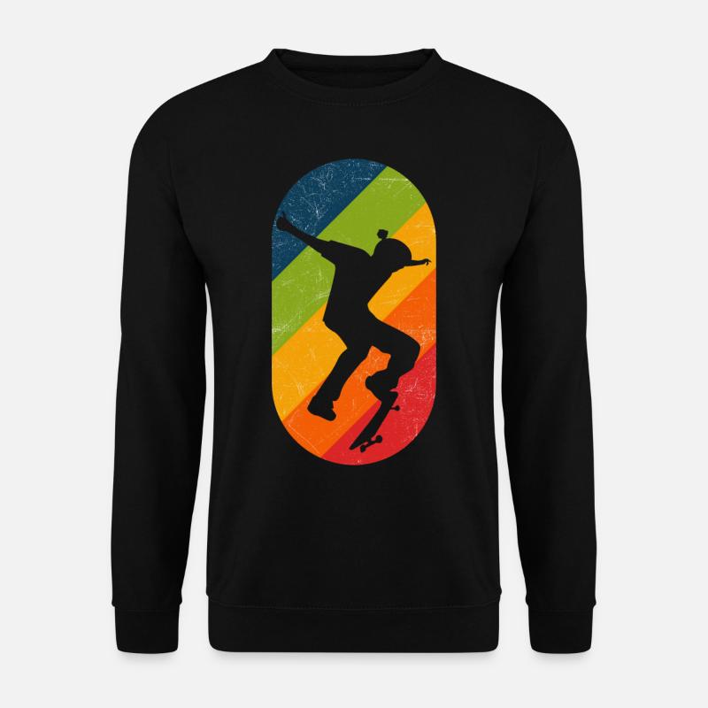 Skateboard Retro Kickflip Distressed - Unisex Pullover - Schwarz