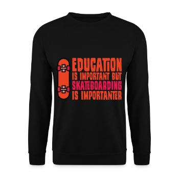 Skateboarder disant que l’éducation Lustig est importante - Sweat-shirt Unisexe - noir - Devant - Alina (178cm) & Michal (187cm)