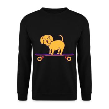 Skateboard Hund Auf Longboard - Unisex Pullover - Schwarz - Vorne - Alina (178cm) & Michal (187cm)