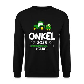 Onkel 2023 Loading Schwangerschaft - Unisex Pullover - Schwarz - Vorne - Alina (178cm) & Michal (187cm)