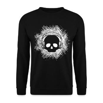 Skull DJ Headphones Heavy Guitar Oldschool - Unisex Sweatshirt - black - Front - Alina (178cm) & Michal (187cm)