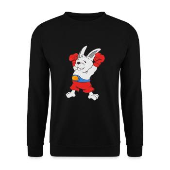 Boxing Hase Lustiger Boxer Cartoon Kampfsport - Unisex Pullover - Schwarz - Vorne - Alina (178cm) & Michal (187cm)