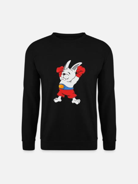 Boxing Hase Lustiger Boxer Cartoon Kampfsport - Unisex Pullover - Schwarz