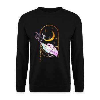 Esoterische Hand Magie Okkult Goth Wicca - Unisex Pullover - Schwarz - Vorne - Alina (178cm) & Michal (187cm)