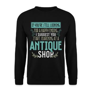 Looking For Happy Ending Antique Shop - Unisex Sweatshirt - black - Front - Alina (178cm) & Michal (187cm)