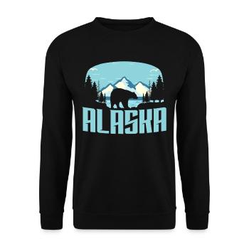 Alaska Wald Gebirge - Unisex Pullover - Schwarz - Vorne - Alina (178cm) & Michal (187cm)