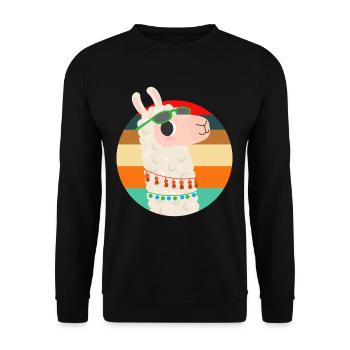 Lama Alpaca - Unisex Sweatshirt - black - Front - Alina (178cm) & Michal (187cm)
