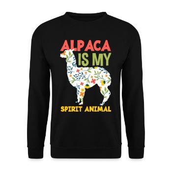 Alpaka Blumen Tier Geschenk - Unisex Pullover - Schwarz - Vorne - Alina (178cm) & Michal (187cm)