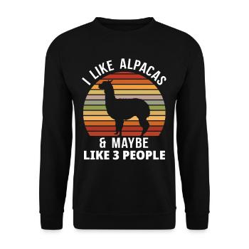 Alpaga rétro - Sweat-shirt Unisexe - noir - Devant - Alina (178cm) & Michal (187cm)