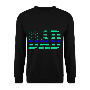 Policeman Father's Day Dad USA Flag - Unisex Sweatshirt - black - Front - Alina (178cm) & Michal (187cm)