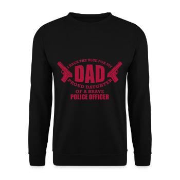Policier Fille Père Je soutiens le Bleu Pour Mon Père - Sweat-shirt Unisexe - noir - Devant - Alina (178cm) & Michal (187cm)