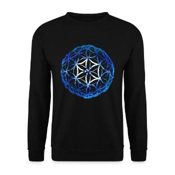 Fleur de Vie Sphère Géométrie Sacrée Guérison - Sweat-shirt Unisexe - noir - Devant - Alina (178cm) & Michal (187cm)