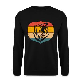 Grizzly Bear Retro Vintage Brown Bear - Unisex Sweatshirt - black - Front - Alina (178cm) & Michal (187cm)
