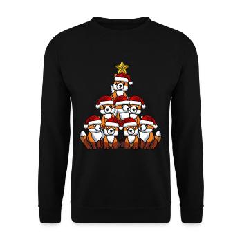 Fuchs Weihnachtsbaum - Unisex Pullover - Schwarz - Vorne - Alina (178cm) & Michal (187cm)