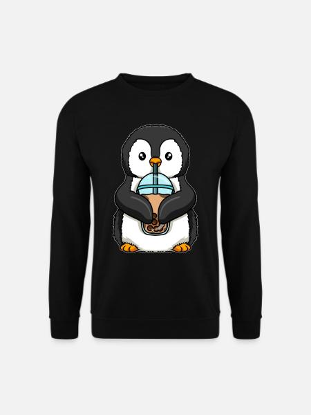 Penguin drinks bubble tea - Unisex Sweatshirt - black