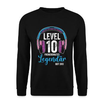 Level 10 Freigeschaltet Gamer - Unisex Pullover - Schwarz - Vorne - Alina (178cm) & Michal (187cm)