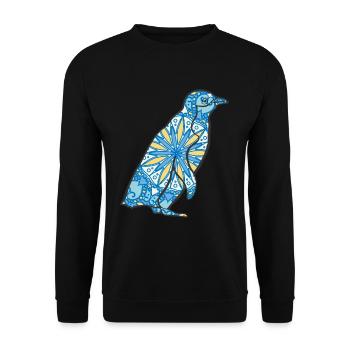 Mandala Pinguin Geometrisches Muster Kunst - Unisex Pullover - Schwarz - Vorne - Alina (178cm) & Michal (187cm)