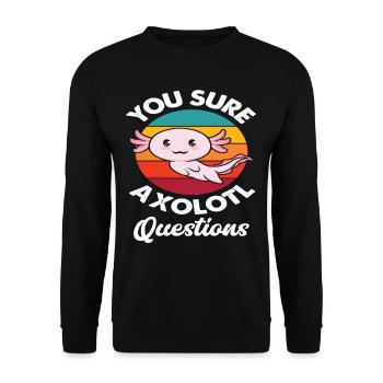 Retro Axolotl Spruch - Unisex Pullover - Schwarz - Vorne - Alina (178cm) & Michal (187cm)
