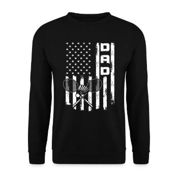 USA Papa Badminton - Unisex Pullover - Schwarz - Vorne - Alina (178cm) & Michal (187cm)